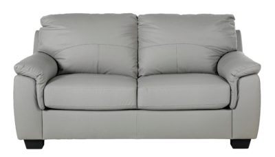 HOME Lukah 2 Seater Leather Sofa Bed - Grey.